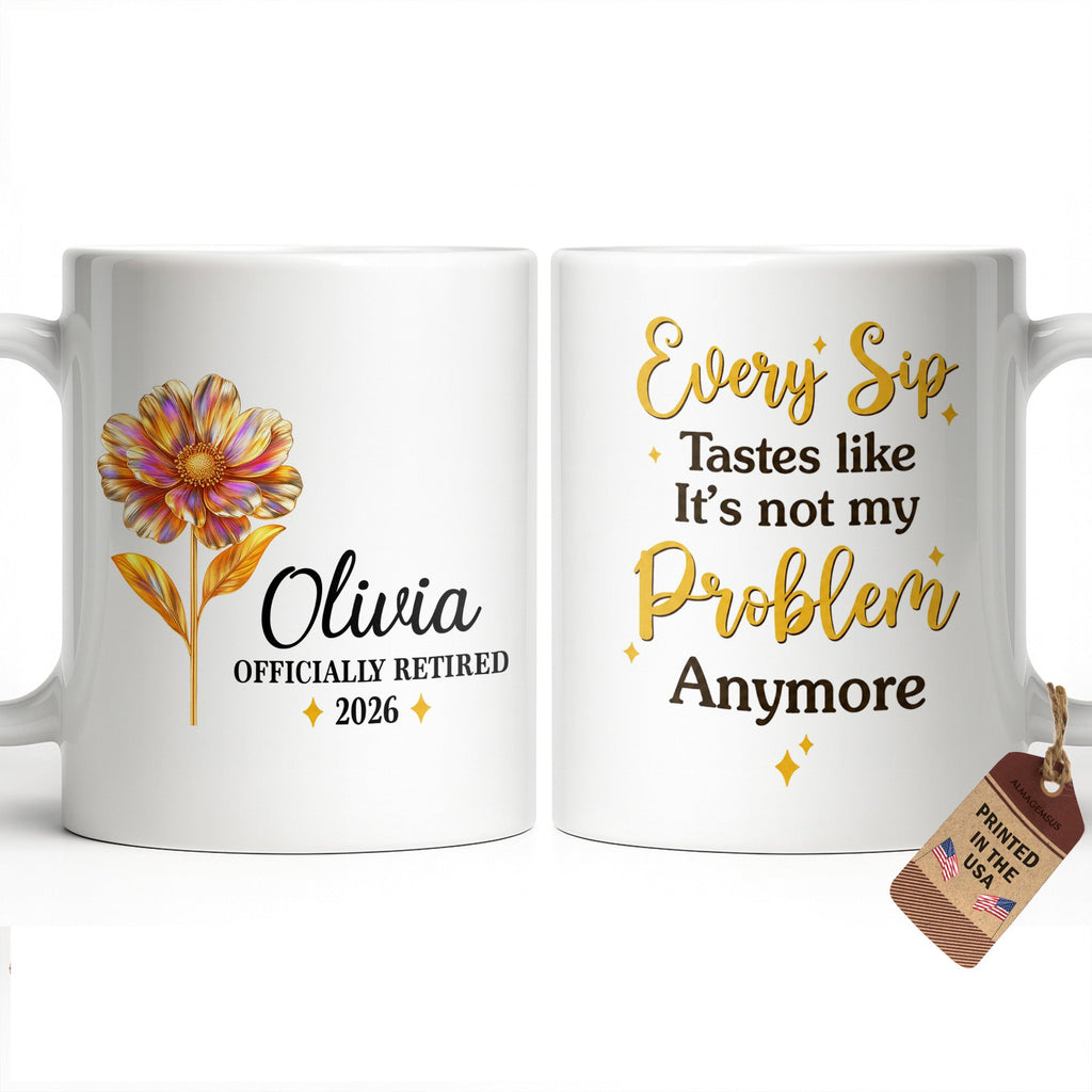 Personalized Floral Coffee Mug Custom Name Retirement Gift Edge-to-edge Mug GradoCreations