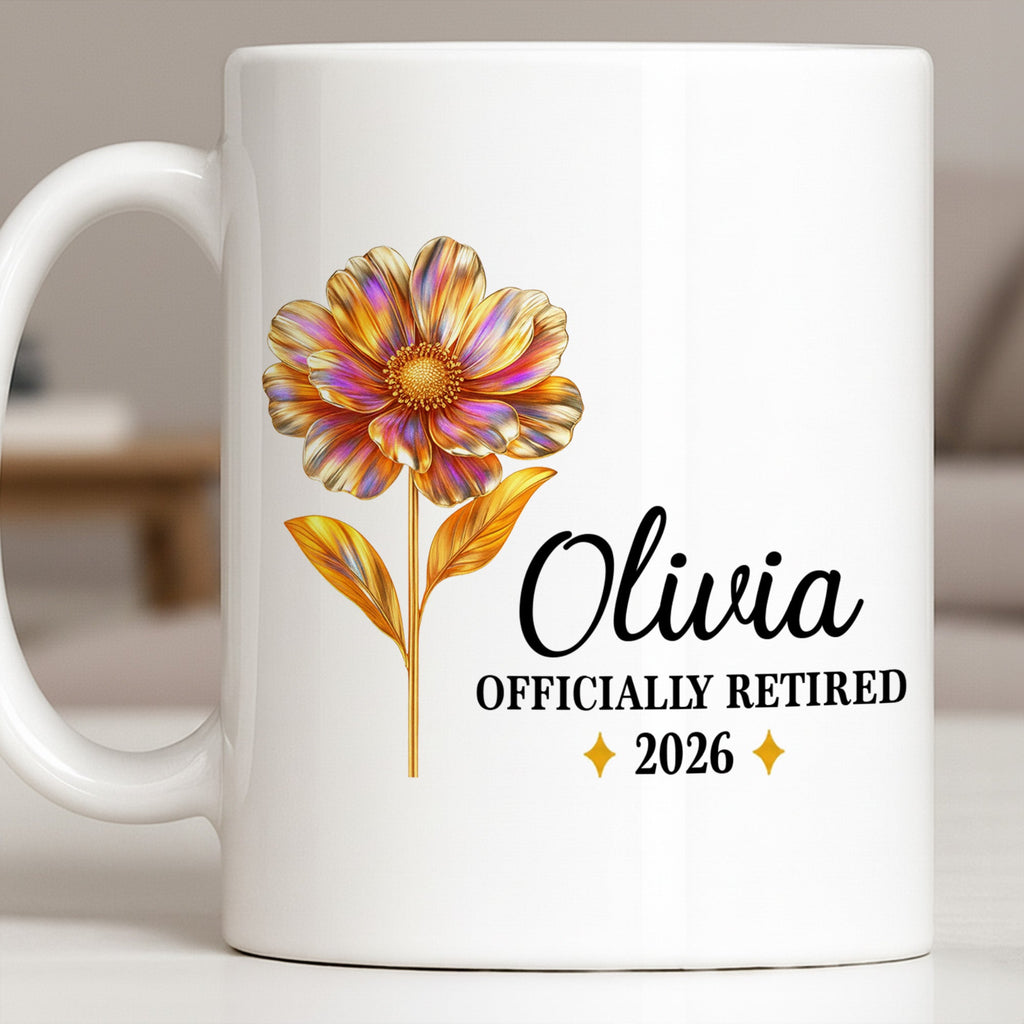 Personalized Floral Coffee Mug Custom Name Retirement Gift Edge-to-edge Mug GradoCreations