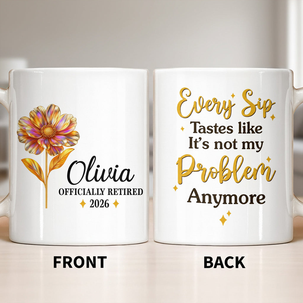 Personalized Floral Coffee Mug Custom Name Retirement Gift Edge-to-edge Mug GradoCreations