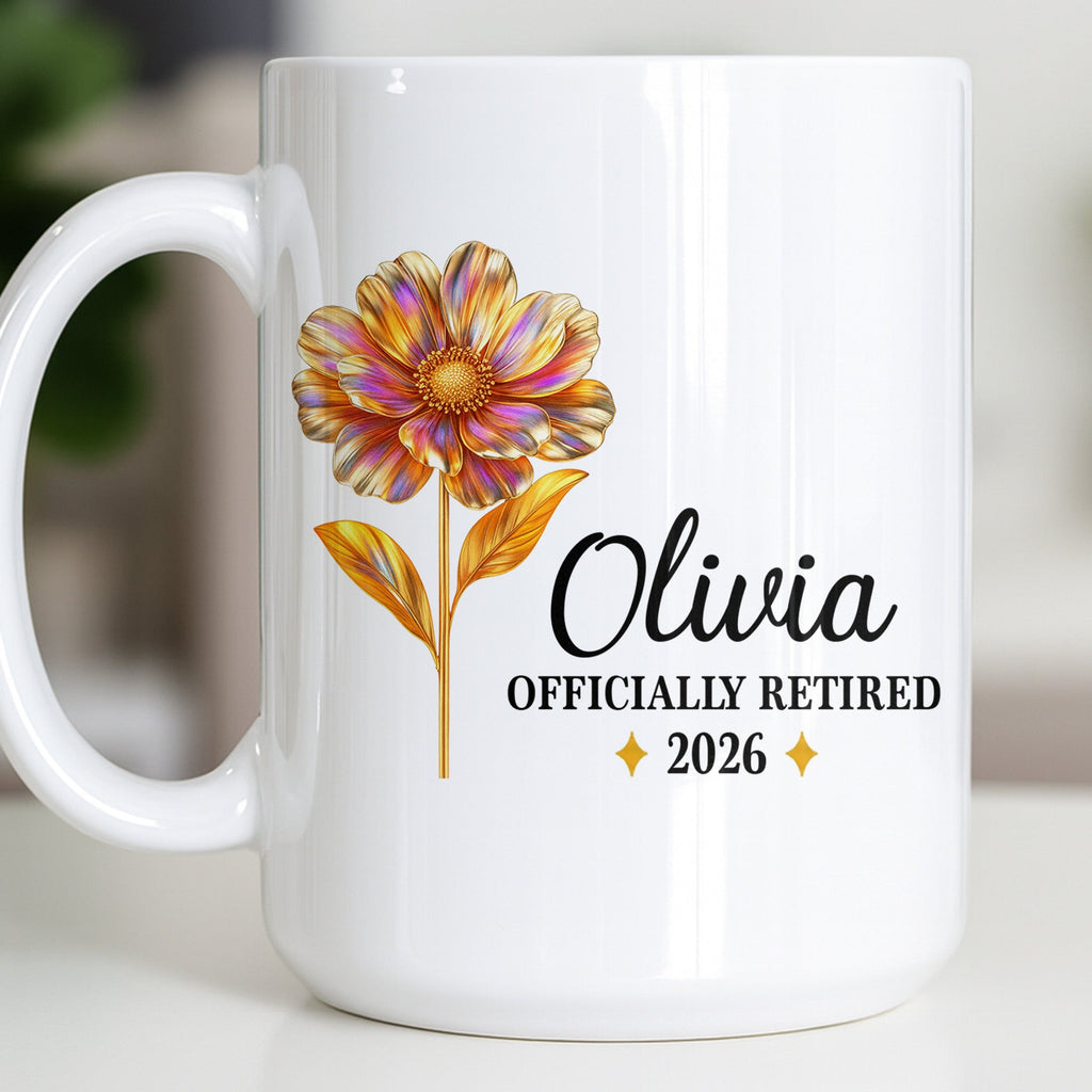 Personalized Floral Coffee Mug Custom Name Retirement Gift Edge-to-edge Mug GradoCreations