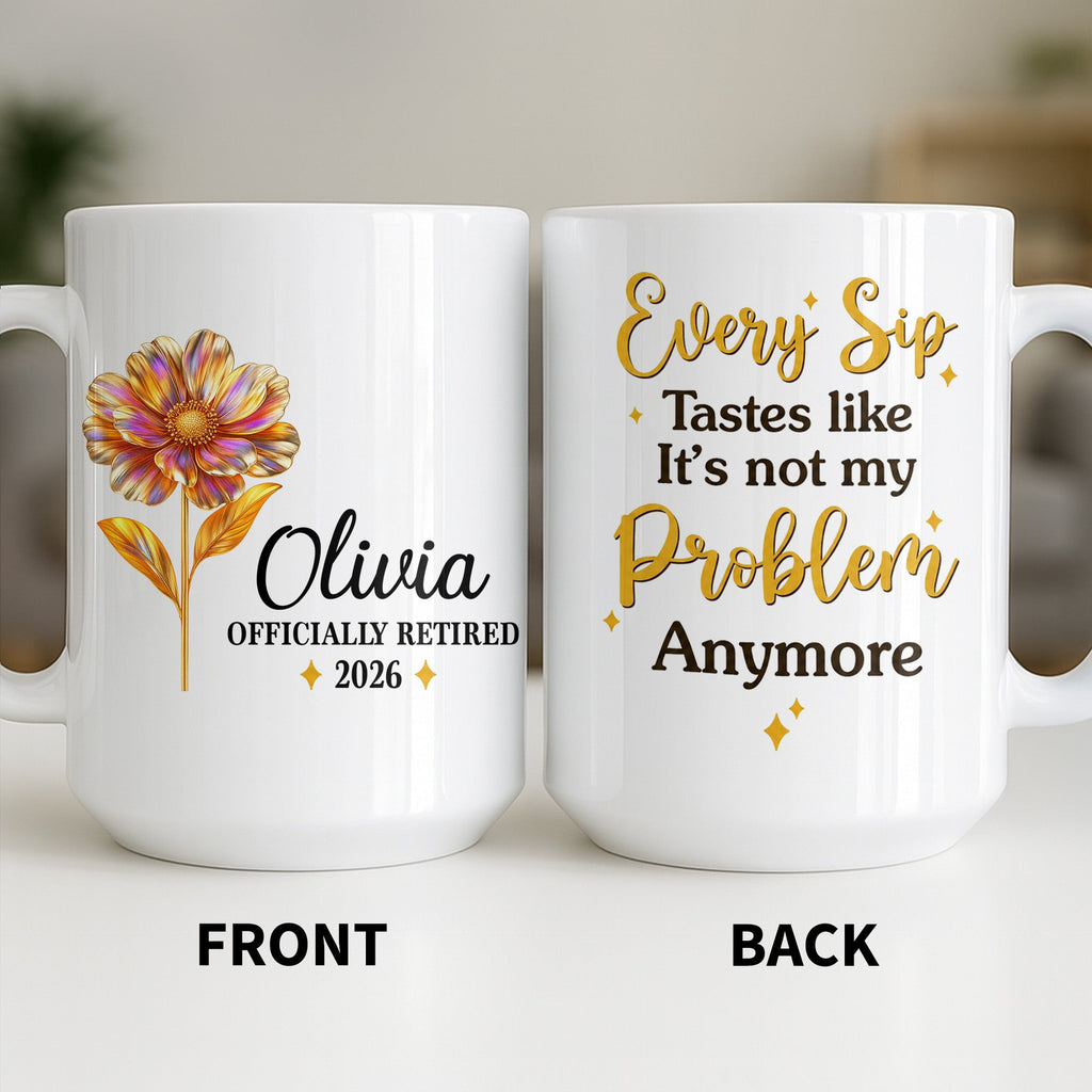 Personalized Floral Coffee Mug Custom Name Retirement Gift Edge-to-edge Mug GradoCreations