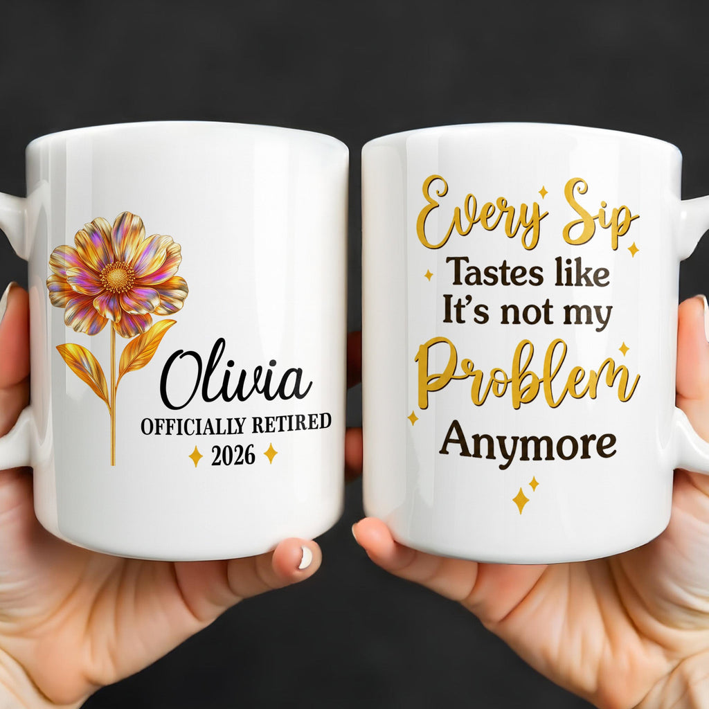 Personalized Floral Coffee Mug Custom Name Retirement Gift Edge-to-edge Mug GradoCreations