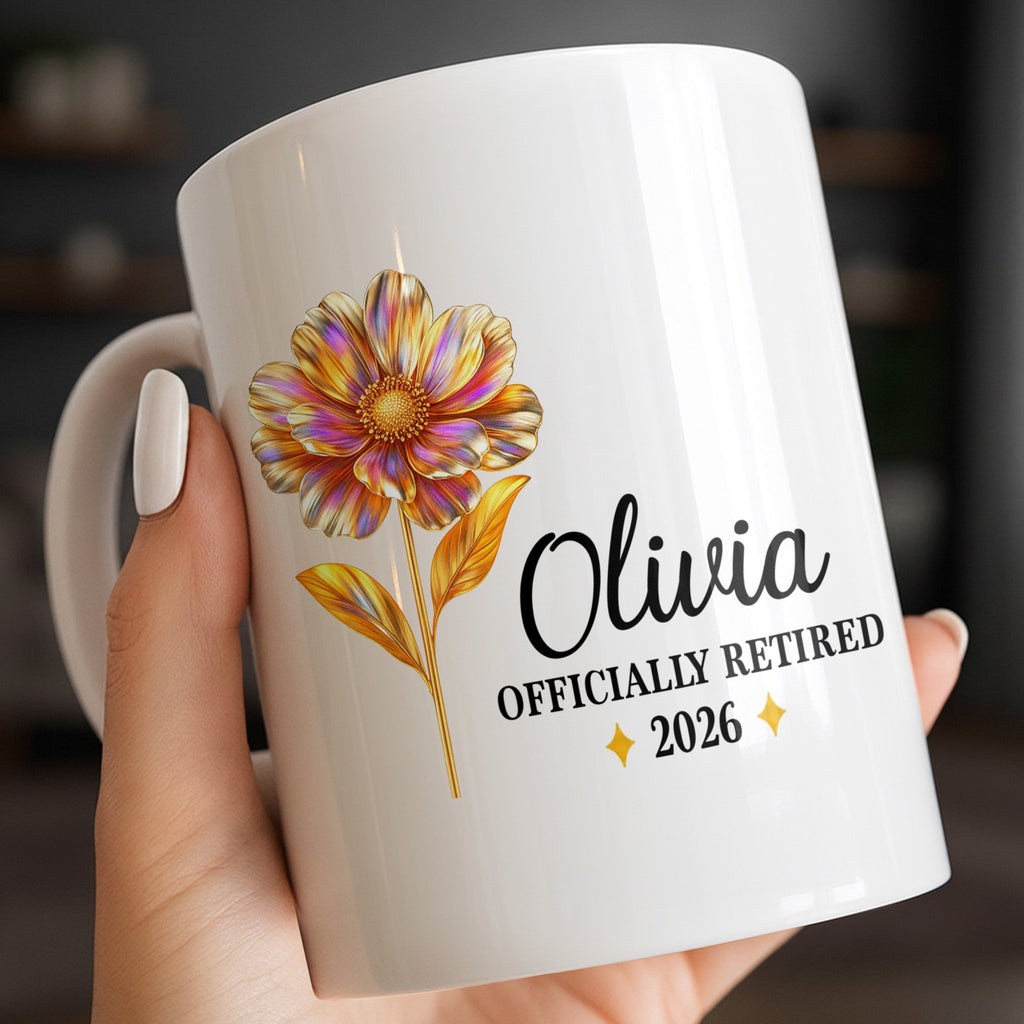 Personalized Floral Coffee Mug Custom Name Retirement Gift Edge-to-edge Mug GradoCreations