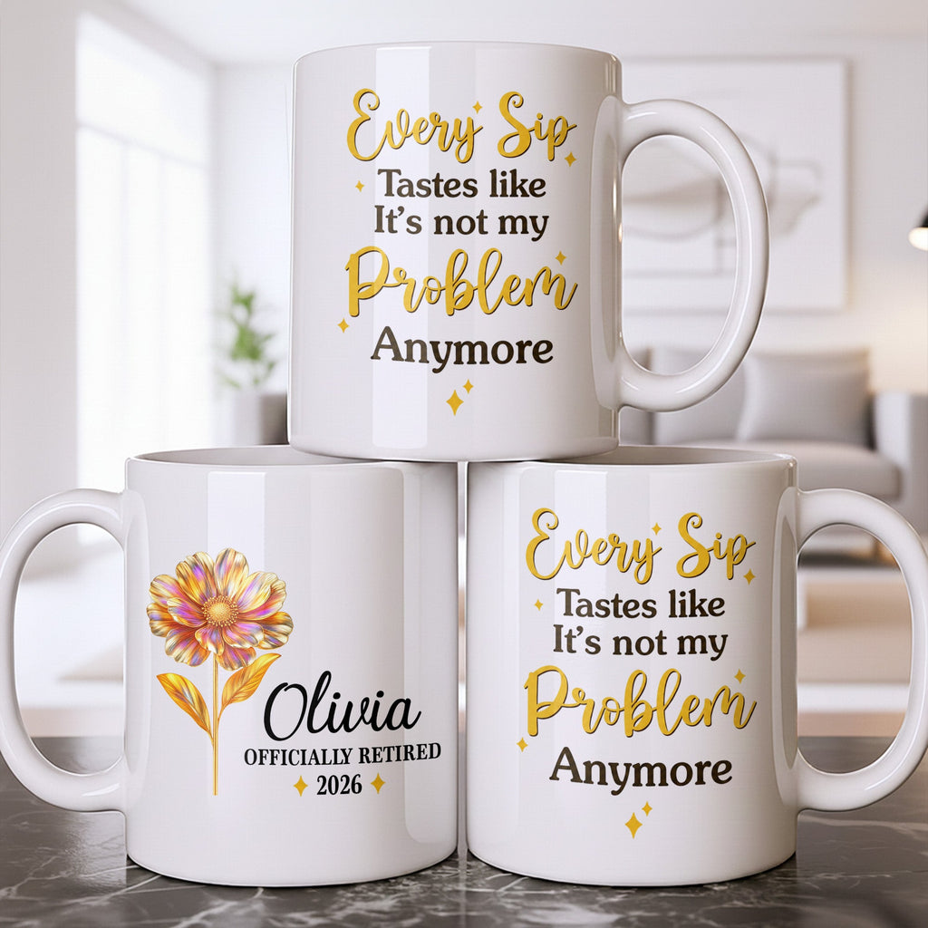 Personalized Floral Coffee Mug Custom Name Retirement Gift Edge-to-edge Mug GradoCreations