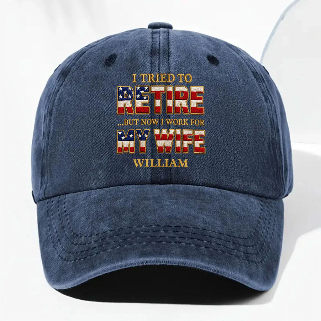 Personalized Washed Denim Cap Custom Name Gift for Dad Washed Denim Cap GradoCreations