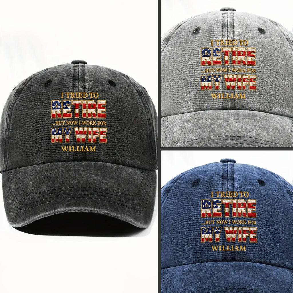 Personalized Washed Denim Cap Custom Name Gift for Dad Washed Denim Cap GradoCreations
