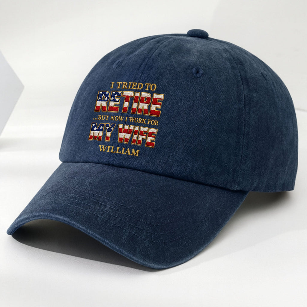Personalized Washed Denim Cap Custom Name Gift for Dad Washed Denim Cap GradoCreations
