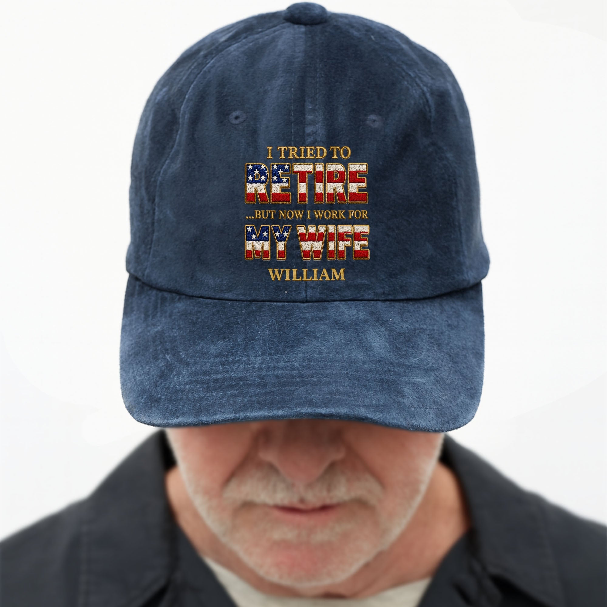 Personalized Washed Denim Cap Custom Name Gift for Dad Washed Denim Cap GradoCreations