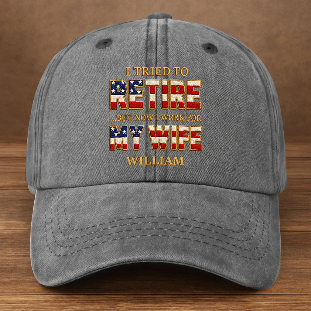 Personalized Washed Denim Cap Custom Name Gift for Dad Washed Denim Cap GradoCreations