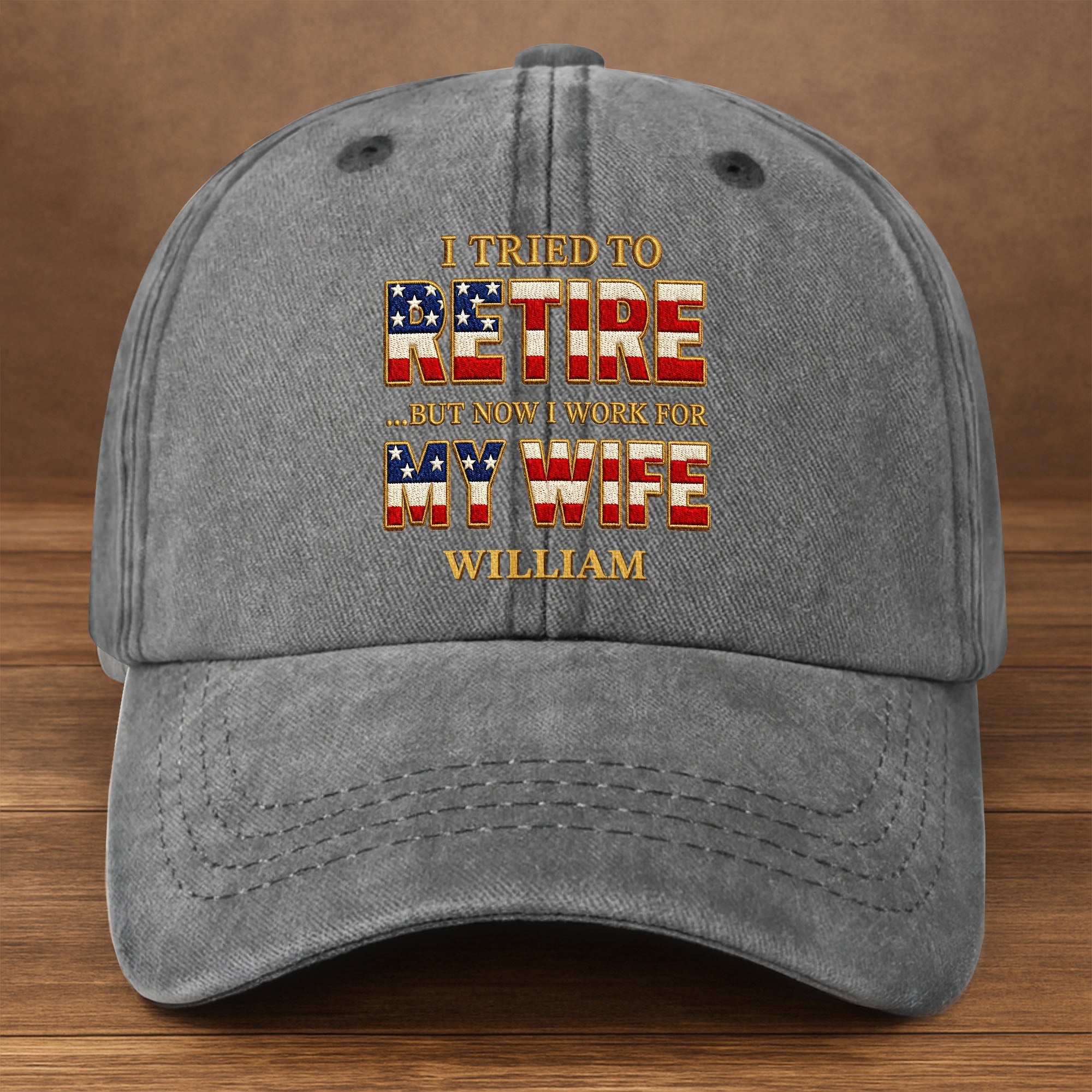 Personalized Washed Denim Cap Custom Name Gift for Dad Washed Denim Cap GradoCreations