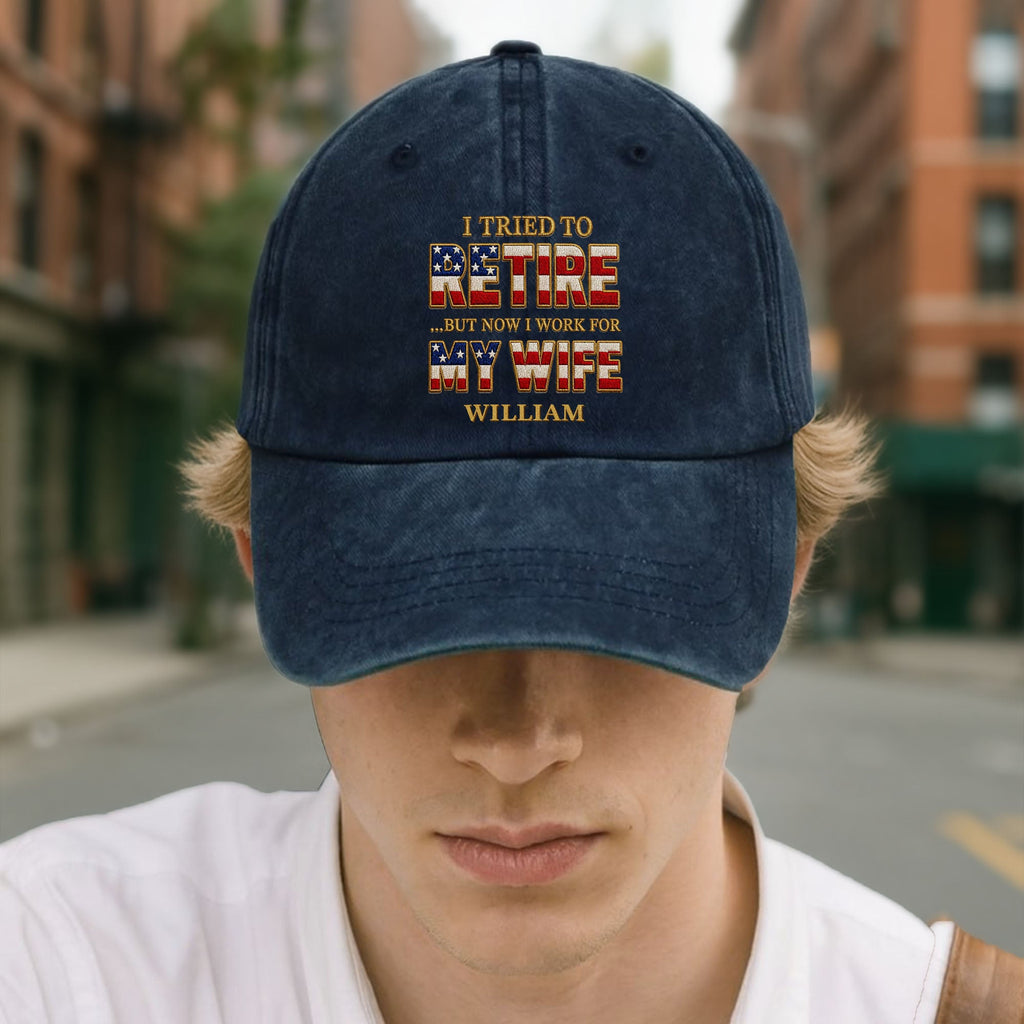 Personalized Washed Denim Cap Custom Name Gift for Dad Washed Denim Cap GradoCreations