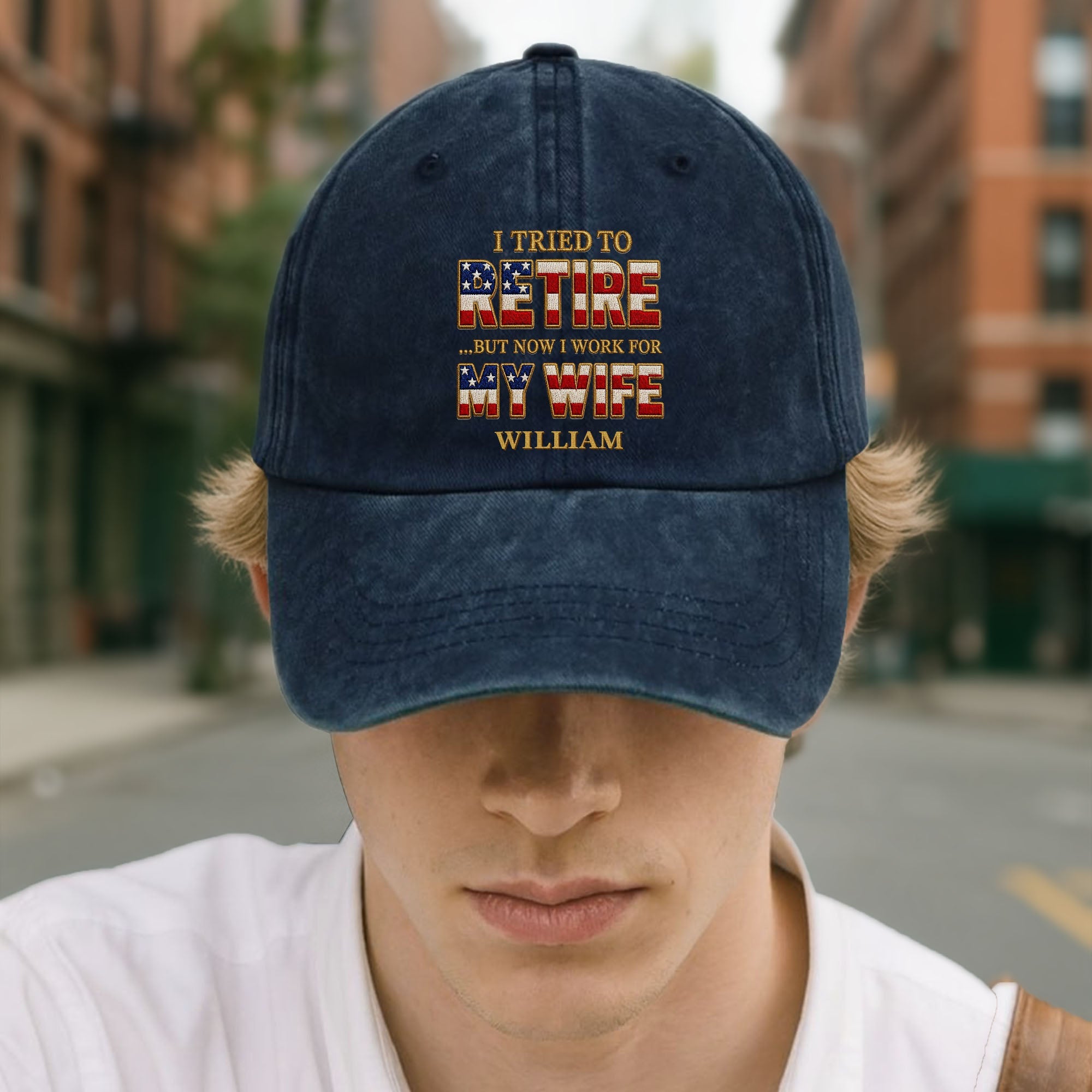 Personalized Washed Denim Cap Custom Name Gift for Dad Washed Denim Cap GradoCreations