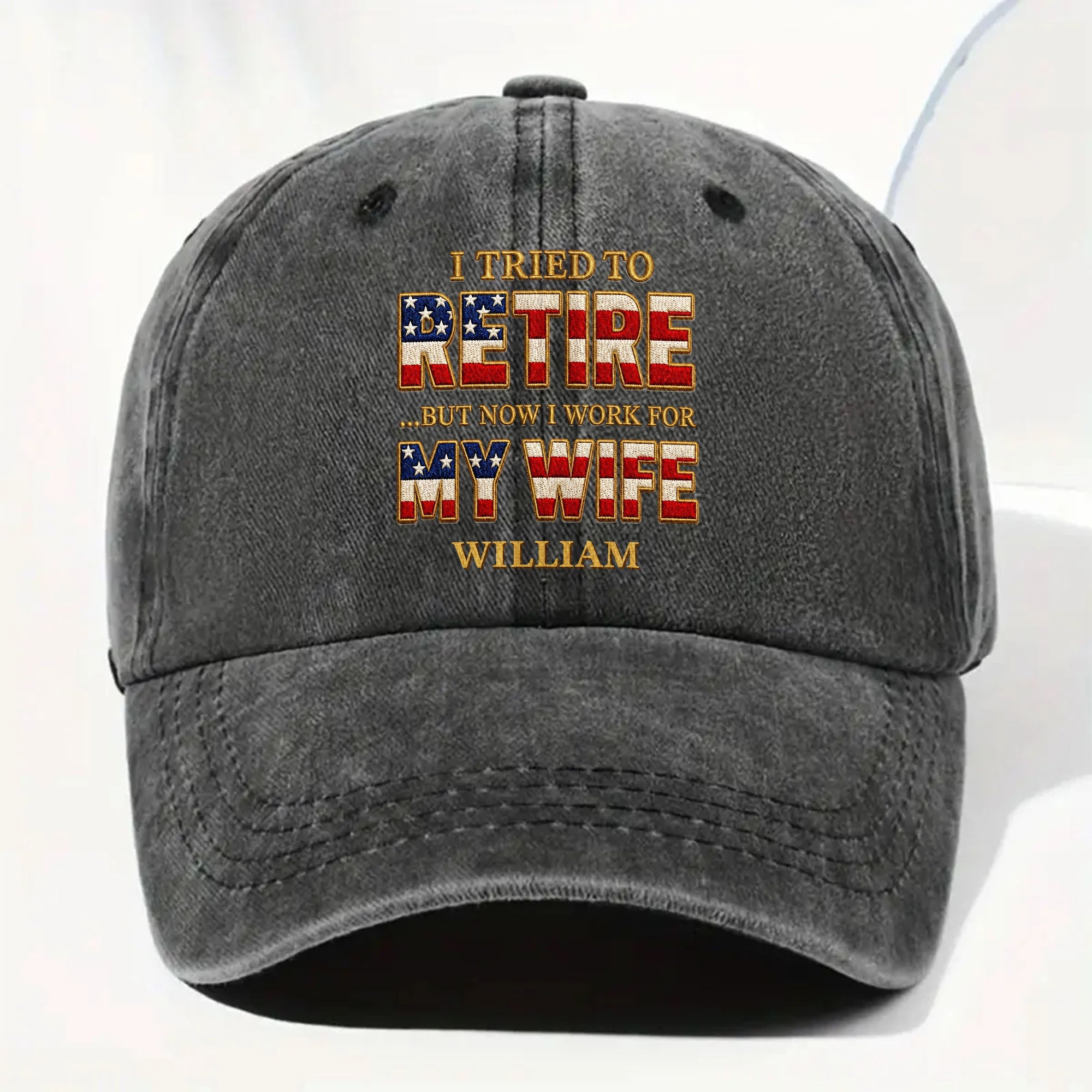 Personalized Washed Denim Cap Custom Name Gift for Dad Washed Denim Cap GradoCreations