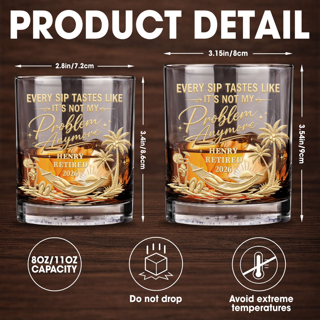 Personalized Custom Whiskey Glass Gift for Retirement | Palm Tree Whiskey Glass GradoCreations