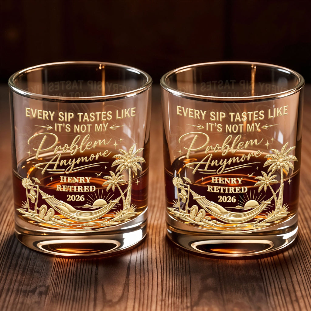 Personalized Custom Whiskey Glass Gift for Retirement | Palm Tree Whiskey Glass GradoCreations