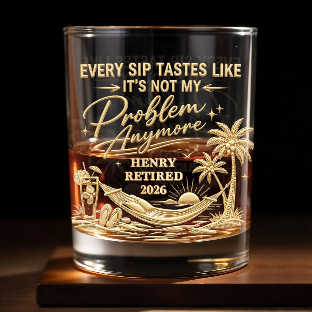 Personalized Custom Whiskey Glass Gift for Retirement | Palm Tree Whiskey Glass GradoCreations