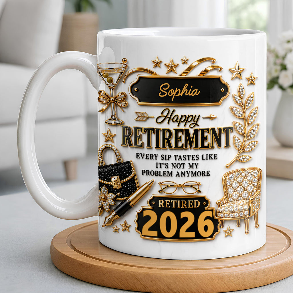 Personalized Retirement Coffee Mug Custom Name Fun Gift Edge-to-edge Mug GradoCreations