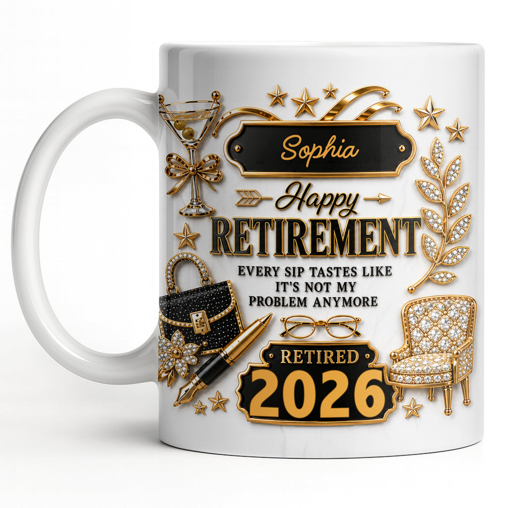 Personalized Retirement Coffee Mug Custom Name Fun Gift Edge-to-edge Mug GradoCreations