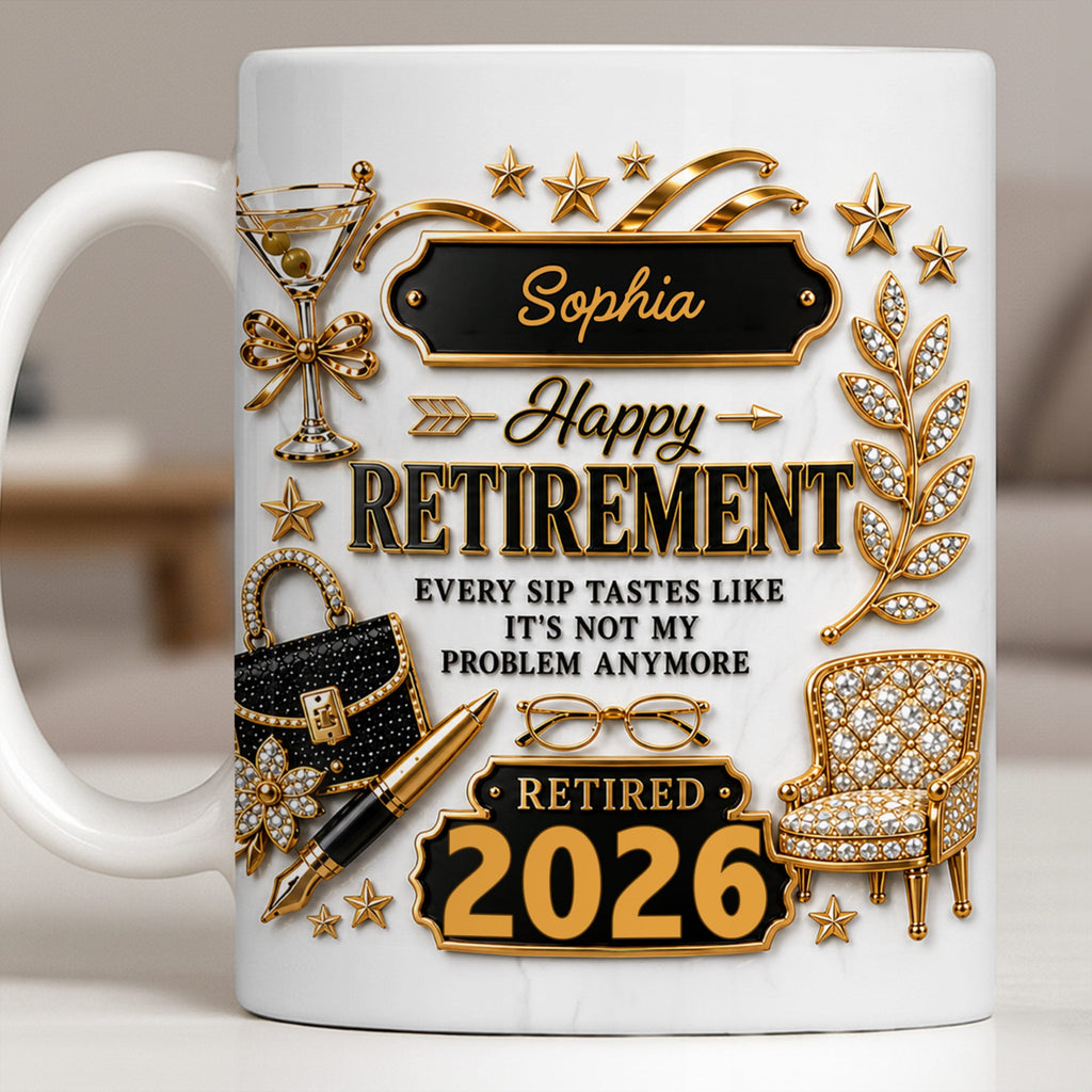 Personalized Retirement Coffee Mug Custom Name Fun Gift Edge-to-edge Mug GradoCreations