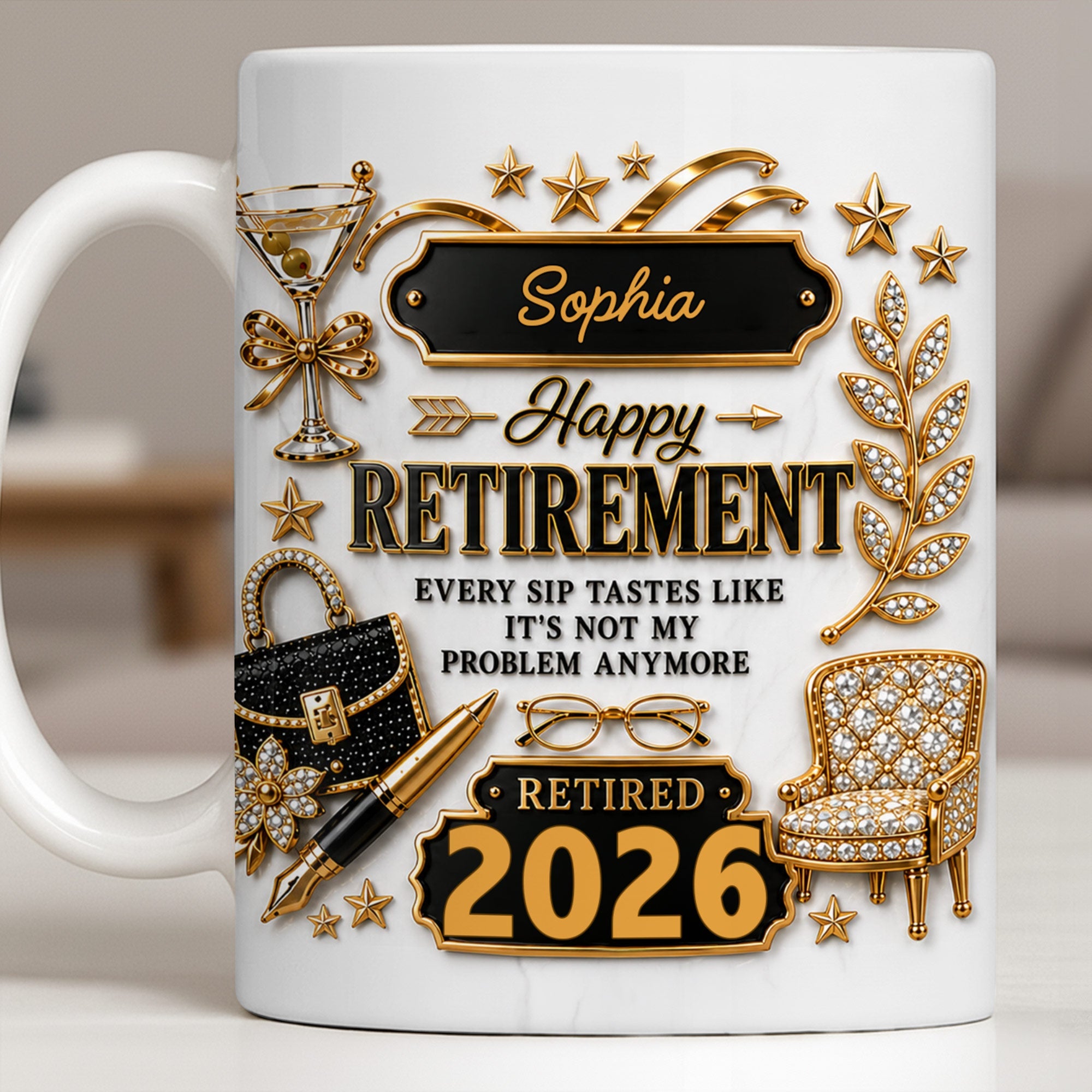 Personalized Retirement Coffee Mug Custom Name Fun Gift Edge-to-edge Mug GradoCreations