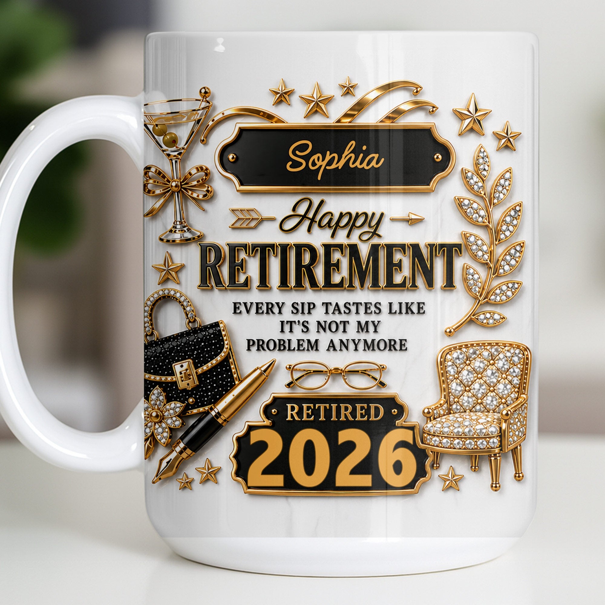 Personalized Retirement Coffee Mug Custom Name Fun Gift Edge-to-edge Mug GradoCreations