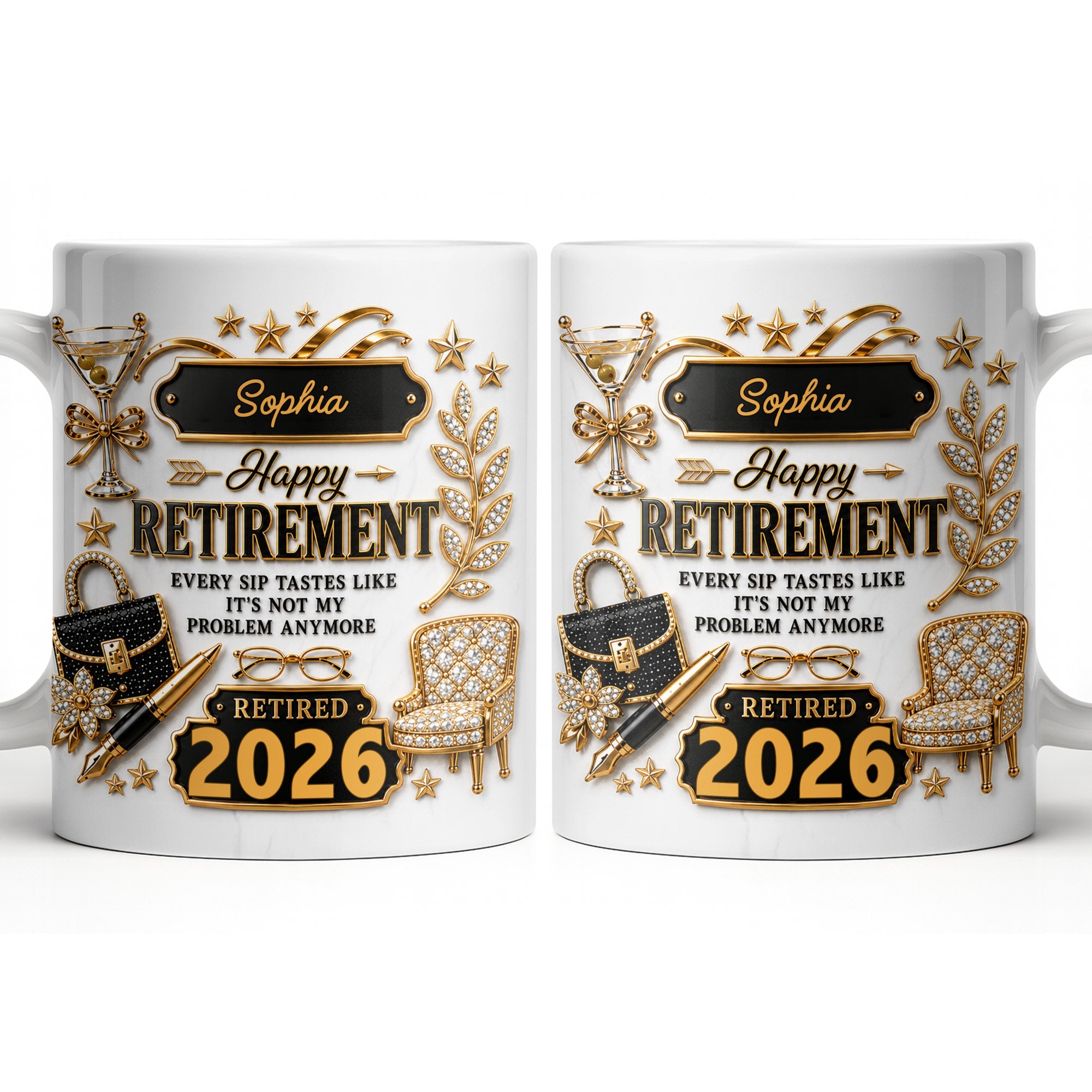 Personalized Retirement Coffee Mug Custom Name Fun Gift Edge-to-edge Mug GradoCreations