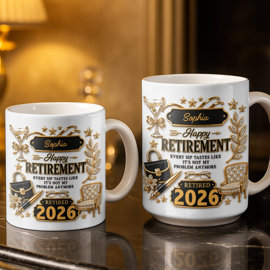 Personalized Retirement Coffee Mug Custom Name Fun Gift Edge-to-edge Mug GradoCreations
