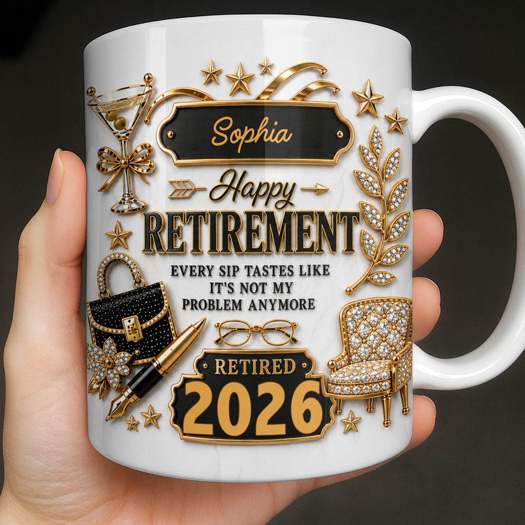 Personalized Retirement Coffee Mug Custom Name Fun Gift Edge-to-edge Mug GradoCreations