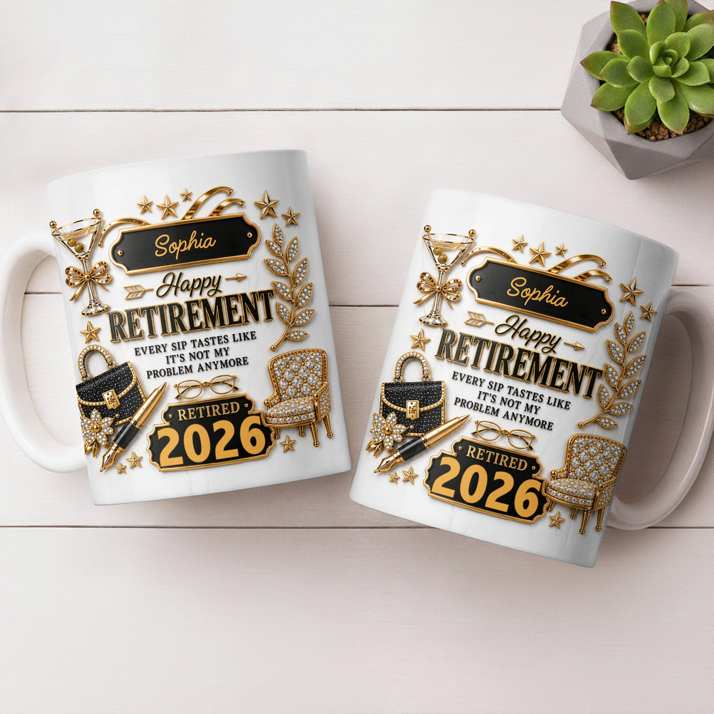 Personalized Retirement Coffee Mug Custom Name Fun Gift Edge-to-edge Mug GradoCreations
