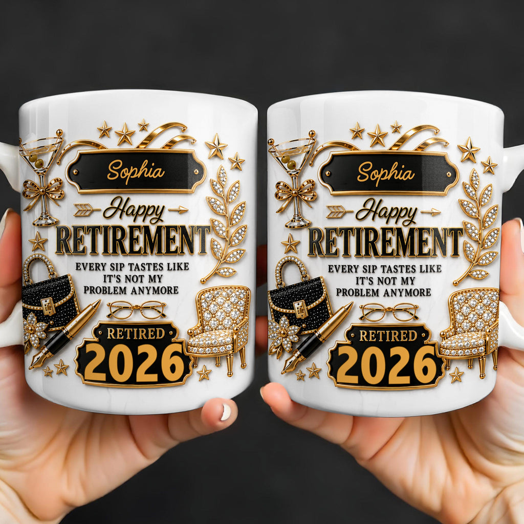 Personalized Retirement Coffee Mug Custom Name Fun Gift Edge-to-edge Mug GradoCreations
