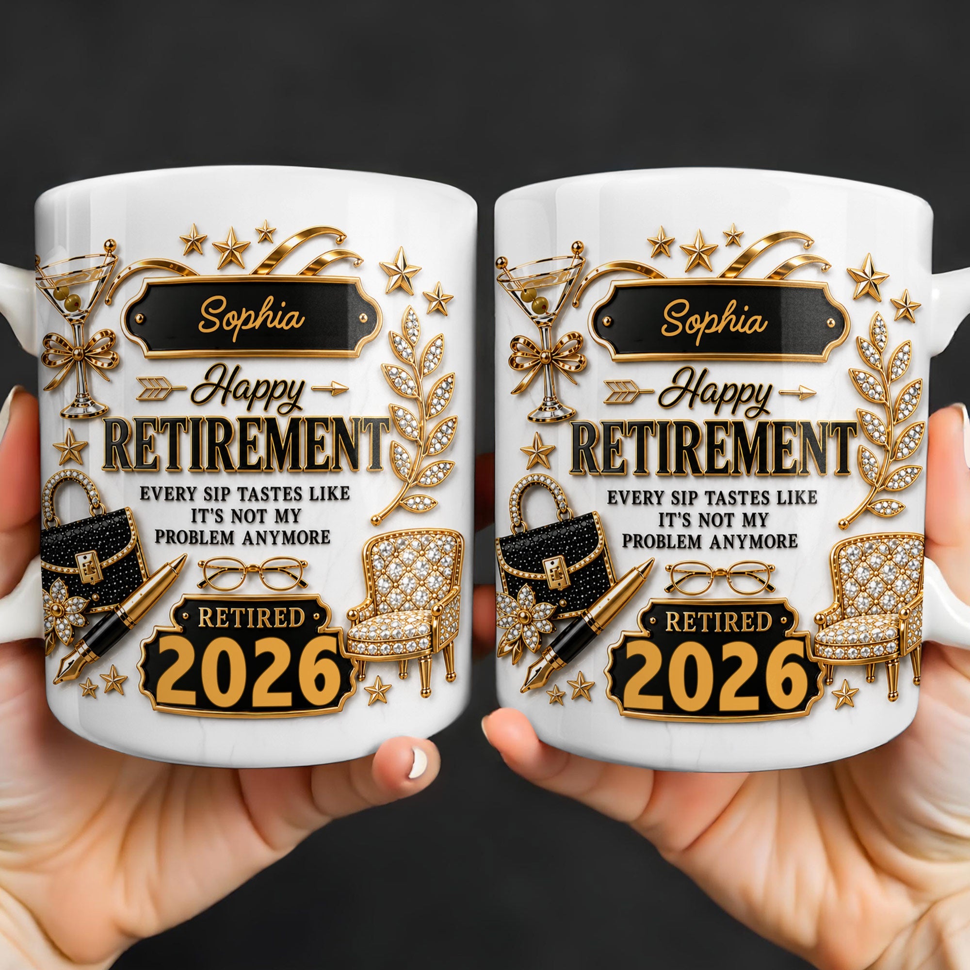 Personalized Retirement Coffee Mug Custom Name Fun Gift Edge-to-edge Mug GradoCreations