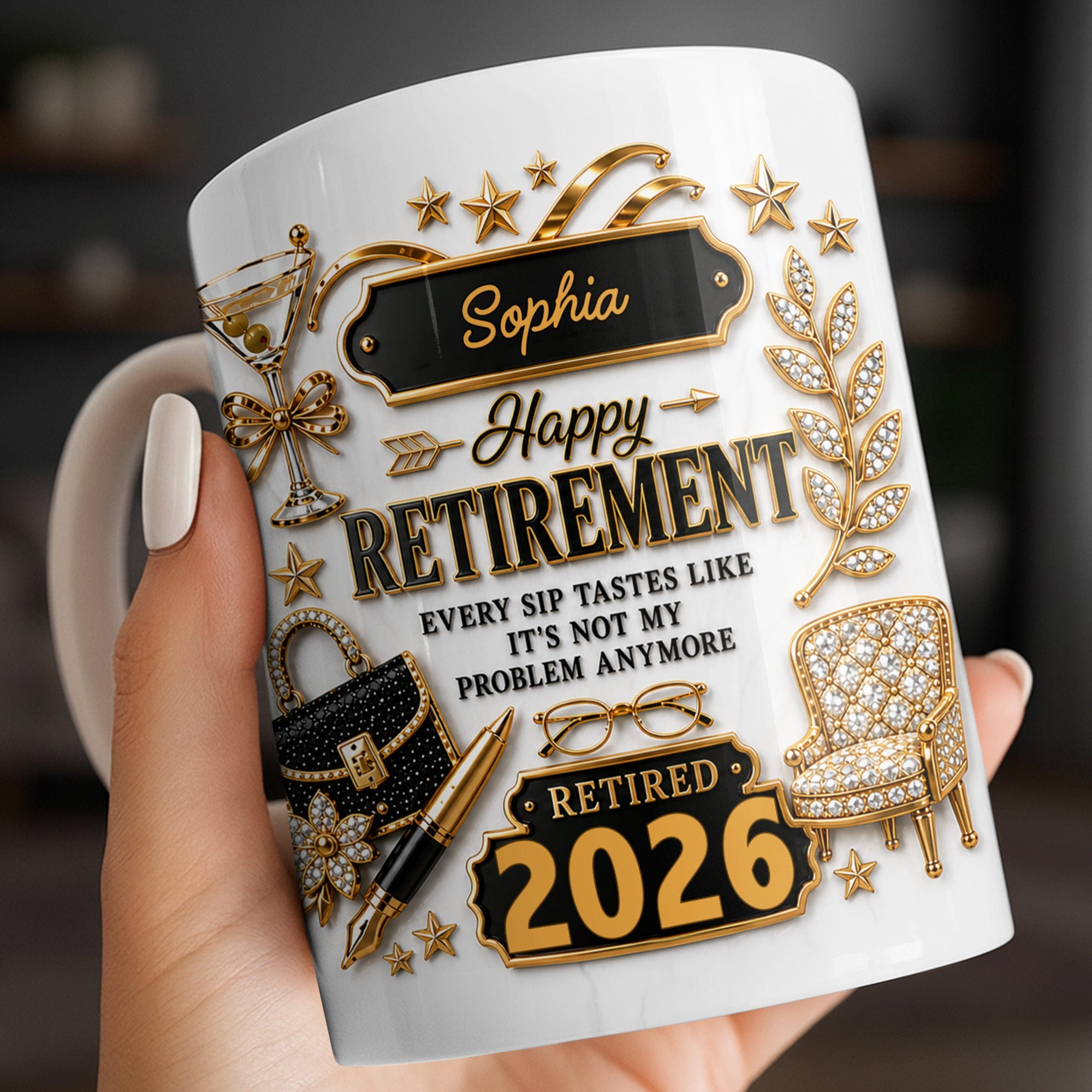 Personalized Retirement Coffee Mug Custom Name Fun Gift Edge-to-edge Mug GradoCreations