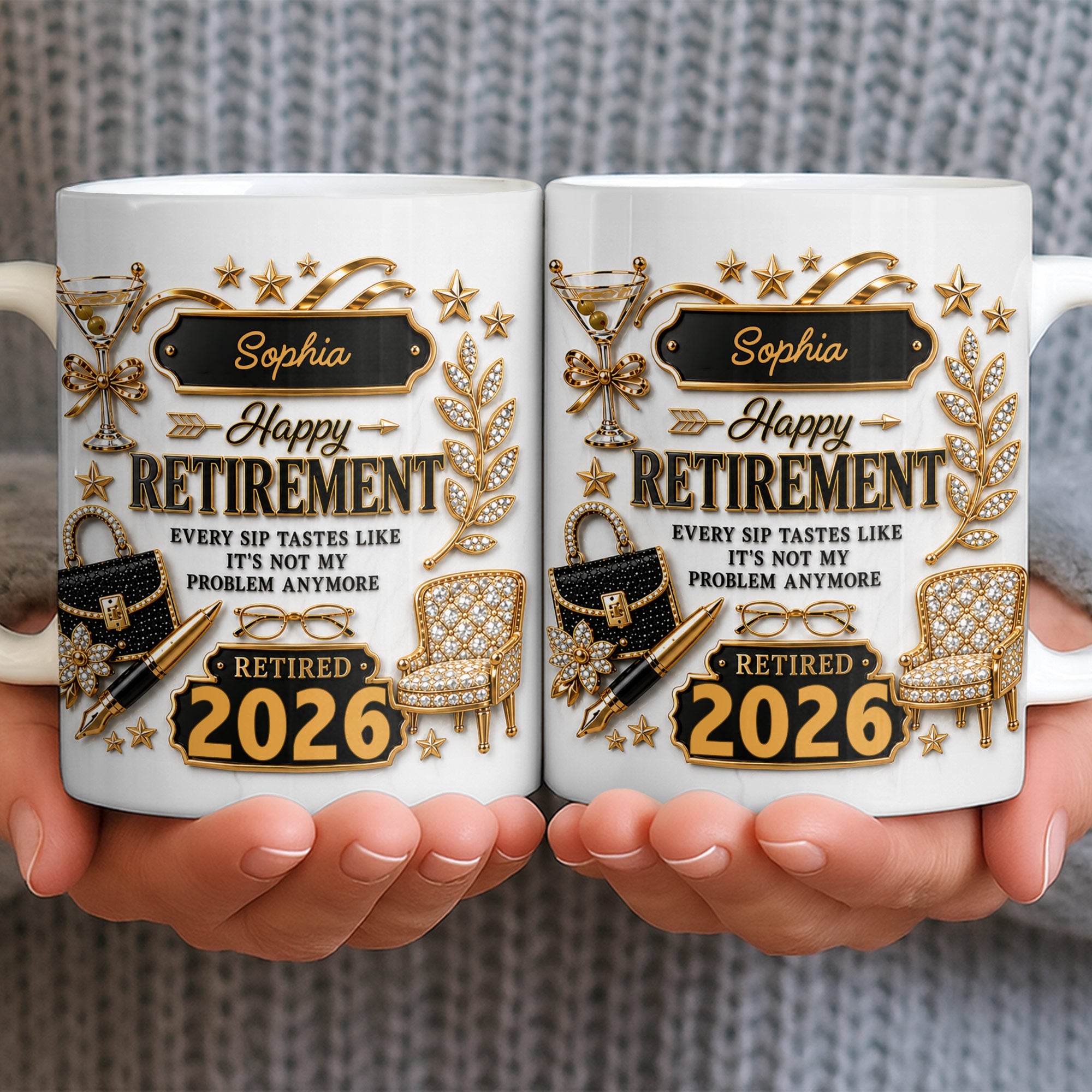 Personalized Retirement Coffee Mug Custom Name Fun Gift Edge-to-edge Mug GradoCreations