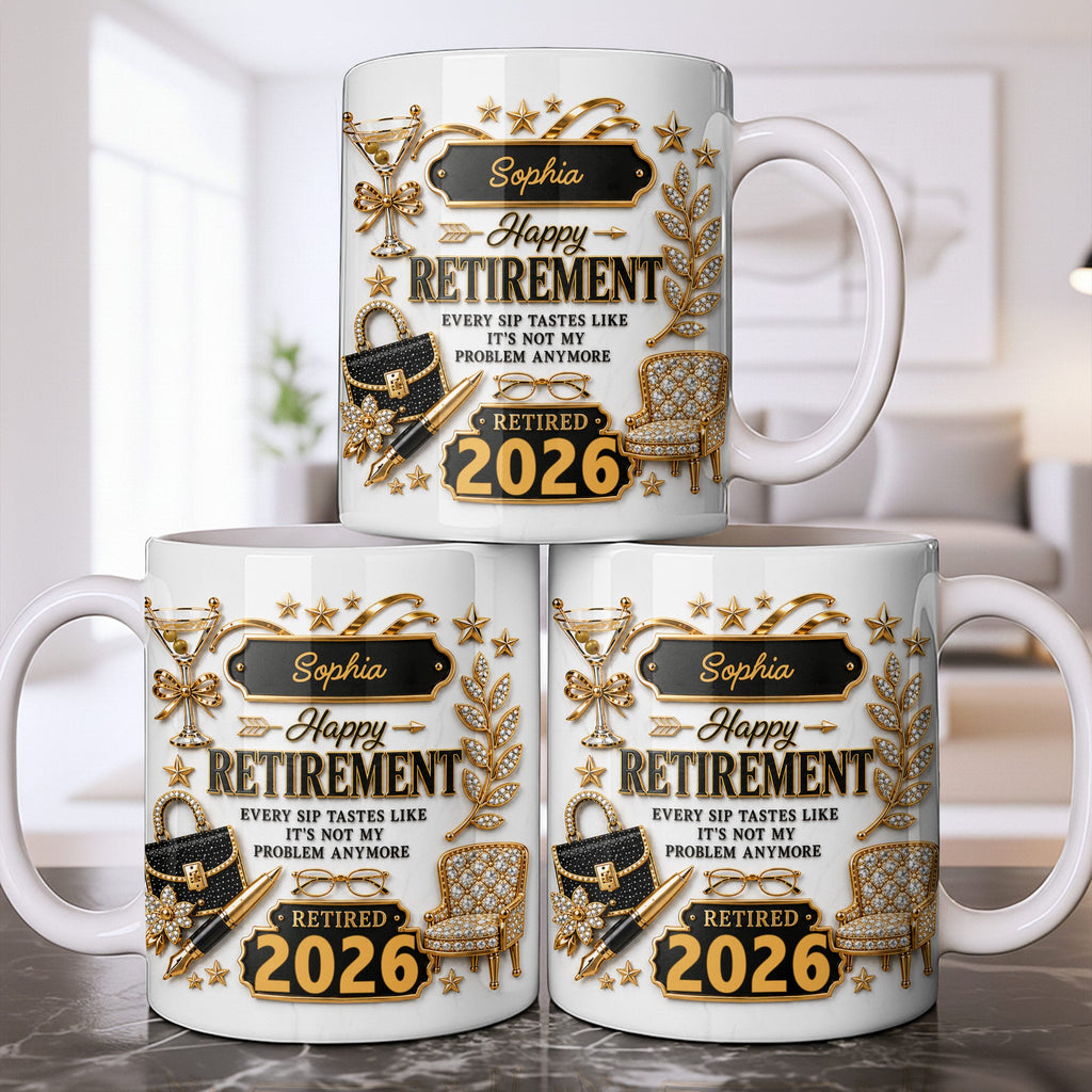 Personalized Retirement Coffee Mug Custom Name Fun Gift Edge-to-edge Mug GradoCreations