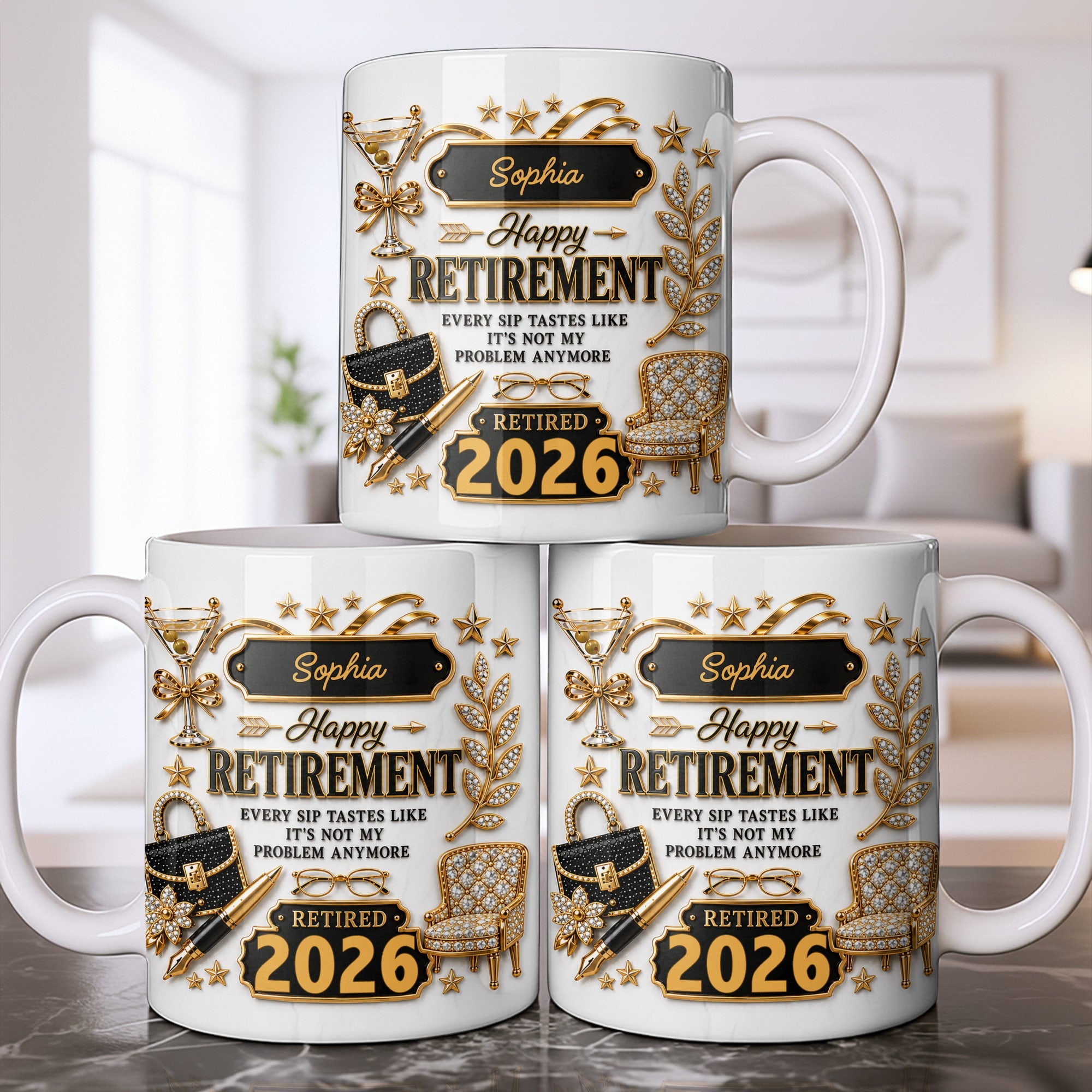 Personalized Retirement Coffee Mug Custom Name Fun Gift Edge-to-edge Mug GradoCreations