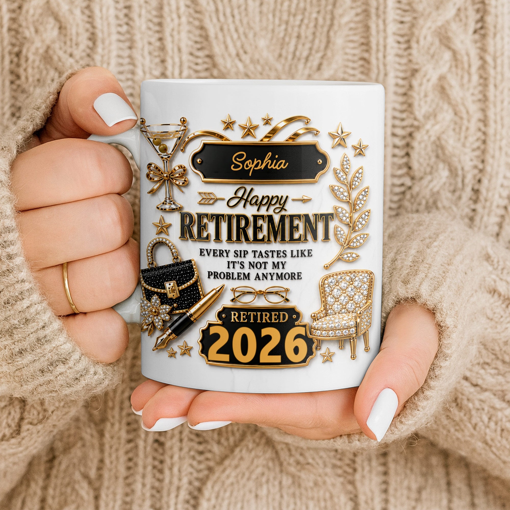 Personalized Retirement Coffee Mug Custom Name Fun Gift Edge-to-edge Mug GradoCreations
