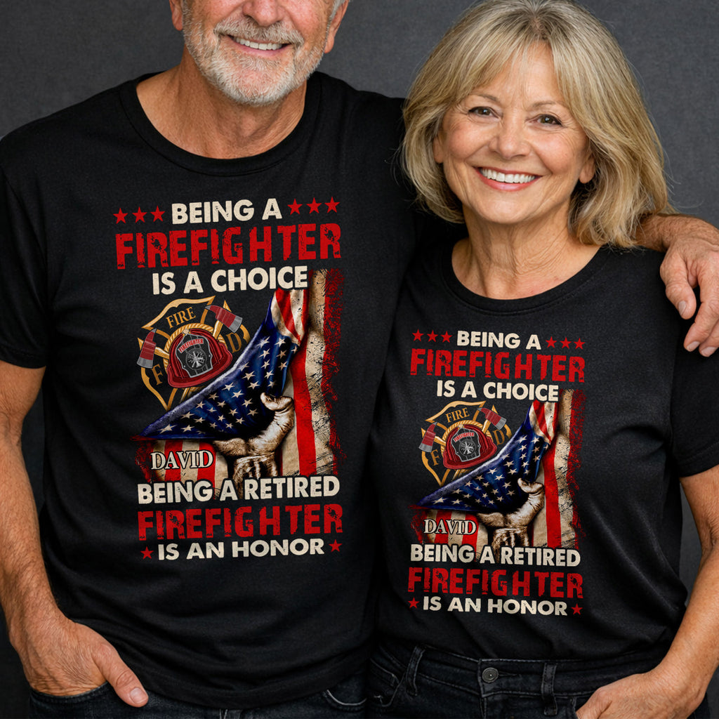 Personalized Retired Firefighter T-shirt Hoodie Custom Gift Shirt GradoCreations