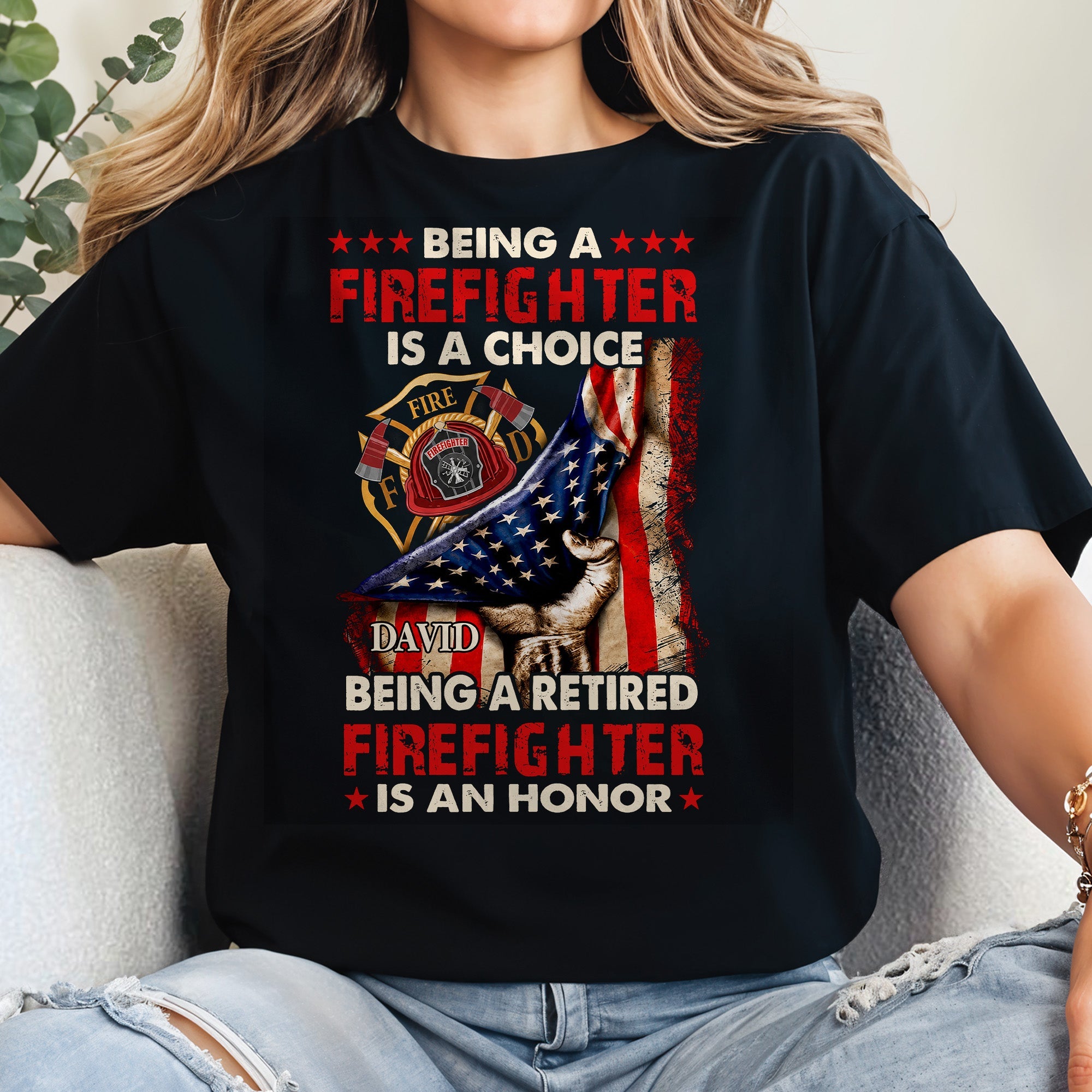 Personalized Retired Firefighter T-shirt Hoodie Custom Gift Shirt GradoCreations
