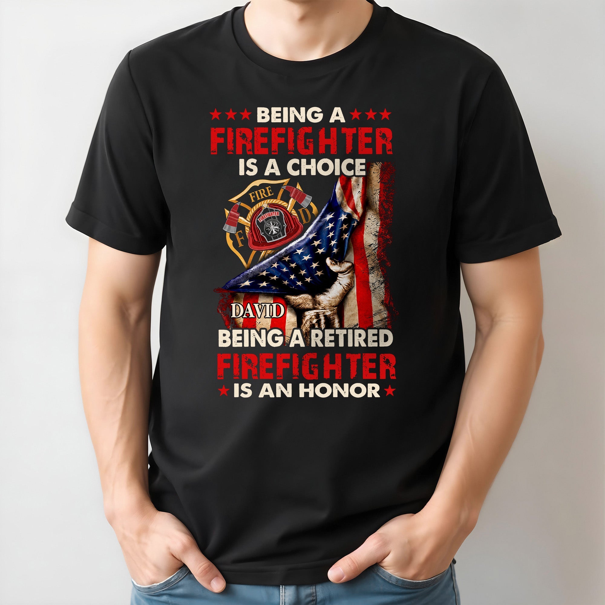 Personalized Retired Firefighter T-shirt Hoodie Custom Gift Shirt GradoCreations