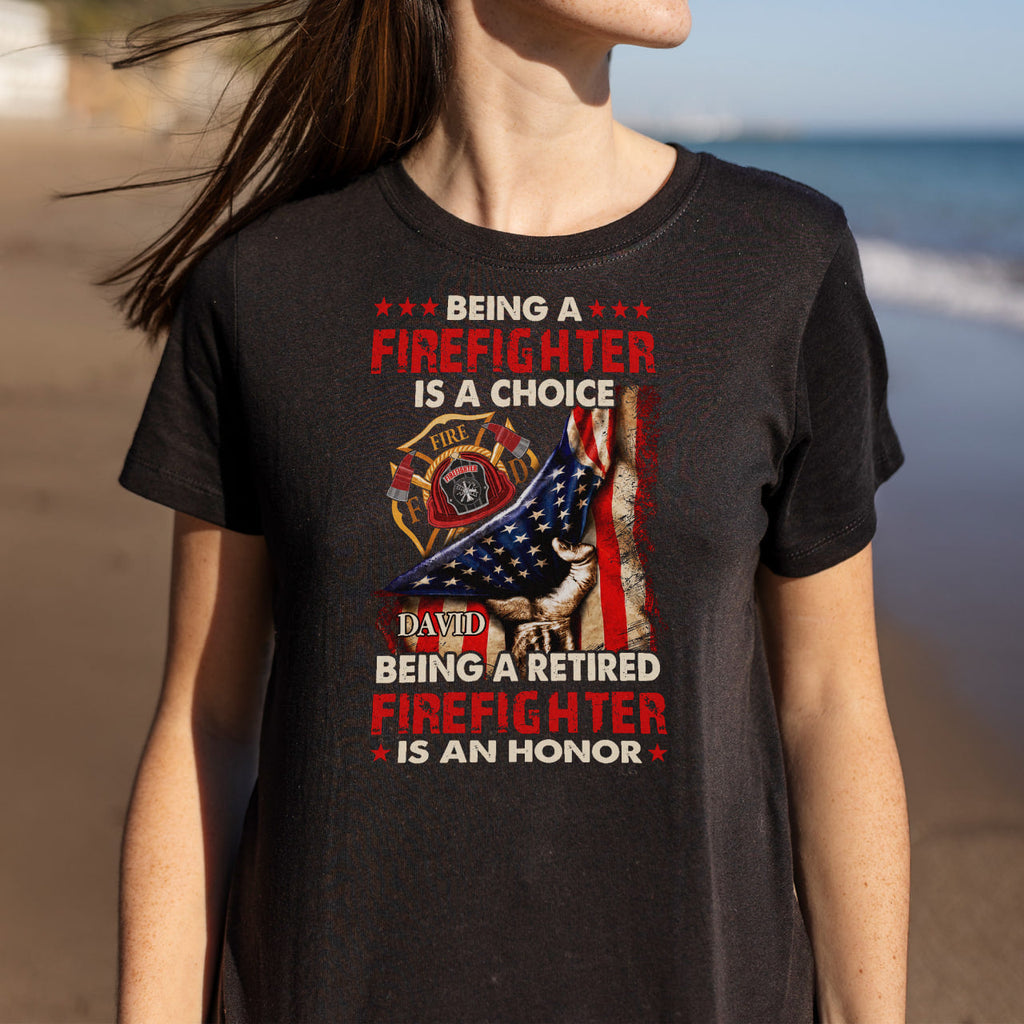 Personalized Retired Firefighter T-shirt Hoodie Custom Gift Shirt GradoCreations