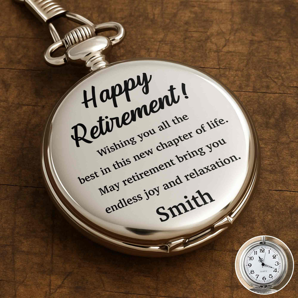 Personalized Silver-Plated Pocket Watch Custom Engraving Retirement Gift for Dad Pocket Watch GradoCreations