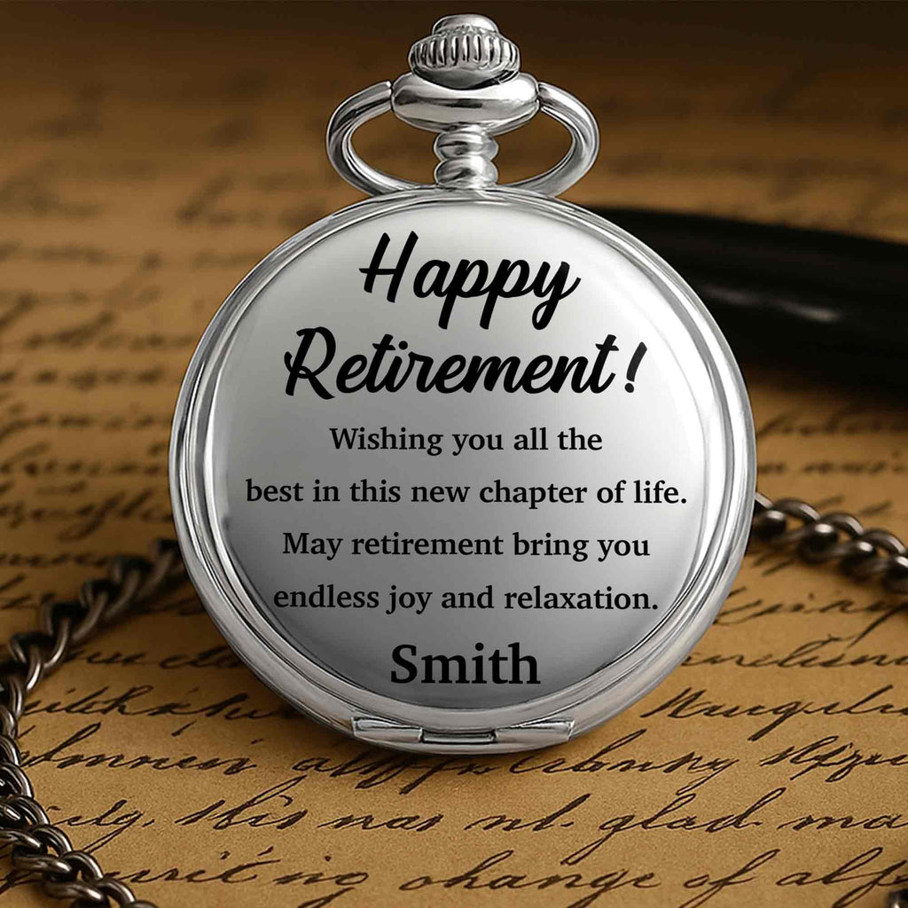 Personalized Silver-Plated Pocket Watch Custom Engraving Retirement Gift for Dad Pocket Watch GradoCreations
