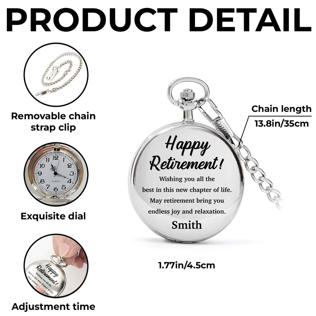 Personalized Silver-Plated Pocket Watch Custom Engraving Retirement Gift for Dad Pocket Watch GradoCreations
