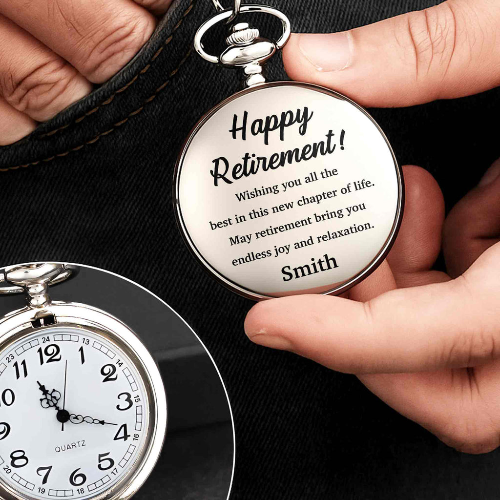 Personalized Silver-Plated Pocket Watch Custom Engraving Retirement Gift for Dad Pocket Watch GradoCreations
