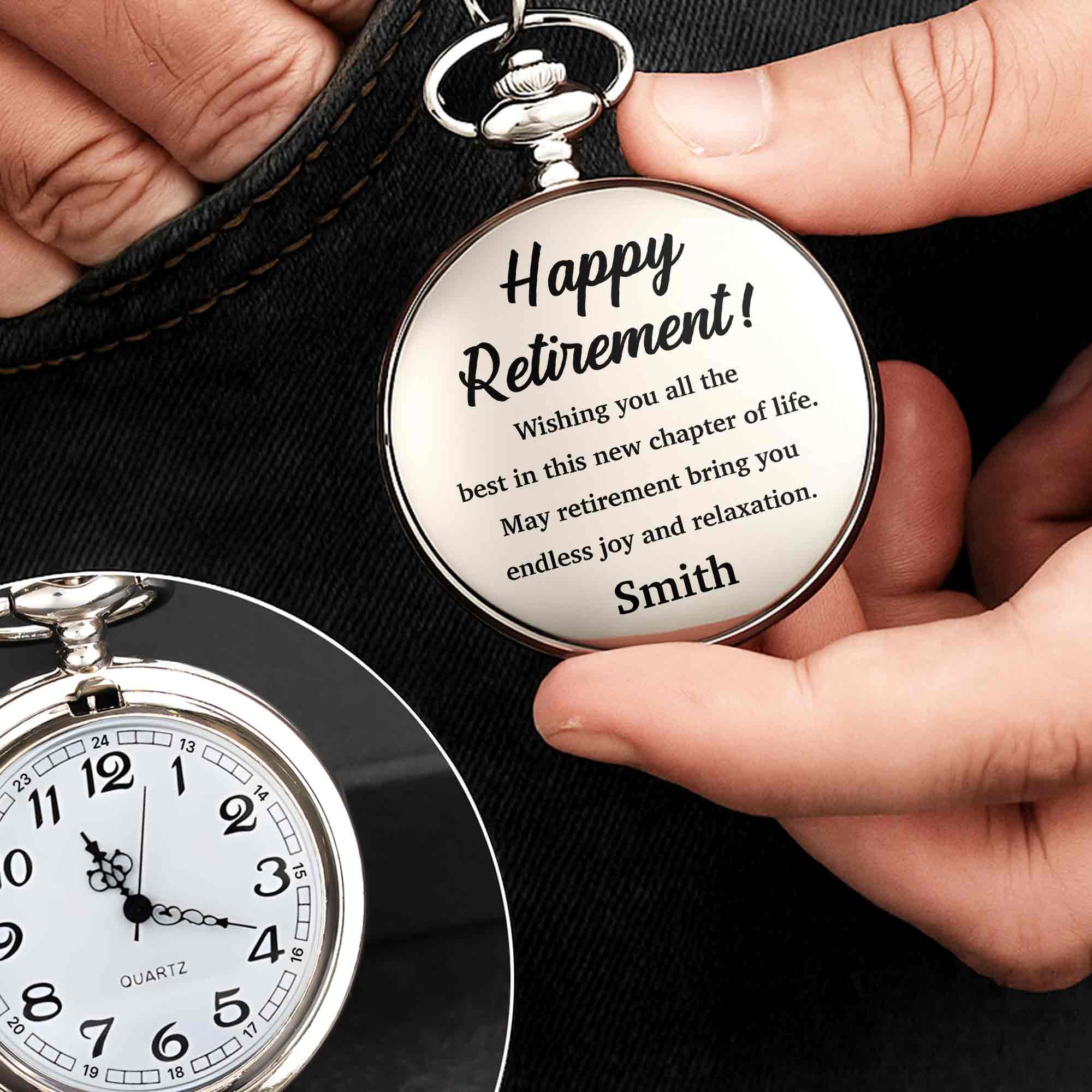 Personalized Silver-Plated Pocket Watch Custom Engraving Retirement Gift for Dad Pocket Watch GradoCreations