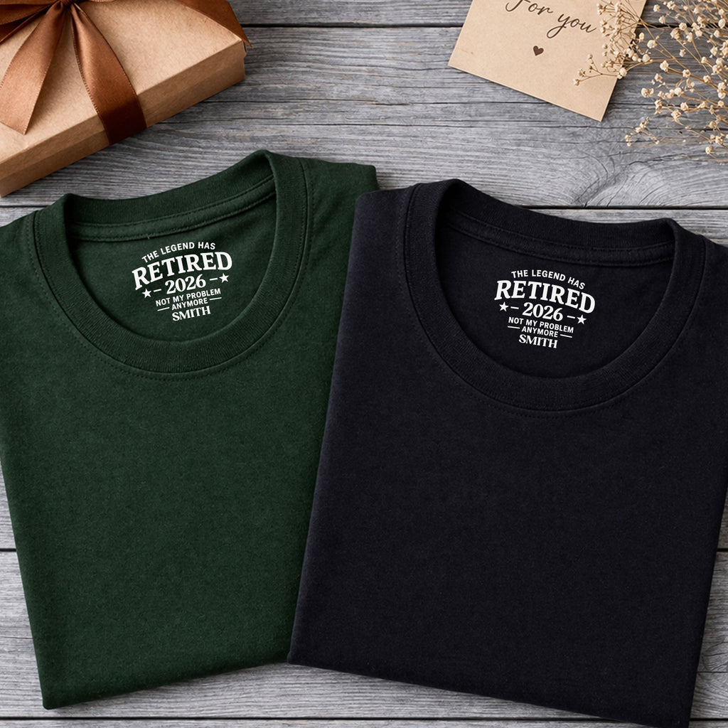 Personalized Funny Retirement T-Shirt Inside Neck Print Gift for Dad