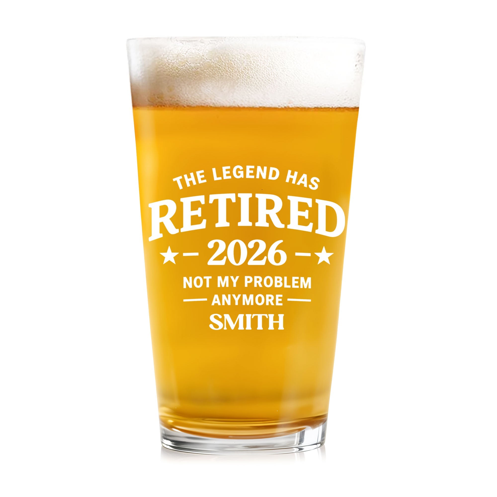Personalized Beer Glass Custom Retirement Gift for Him