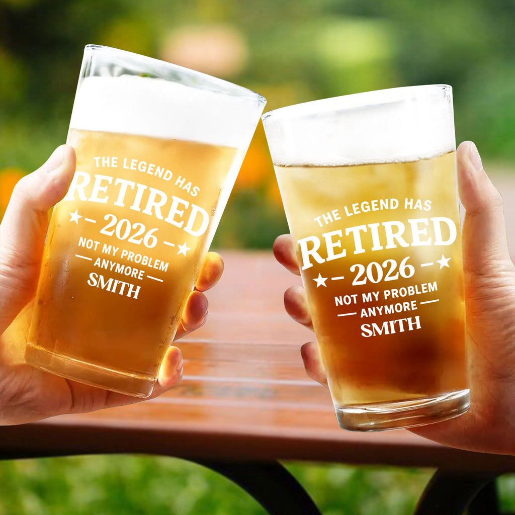 Personalized Beer Glass Custom Retirement Gift for Him