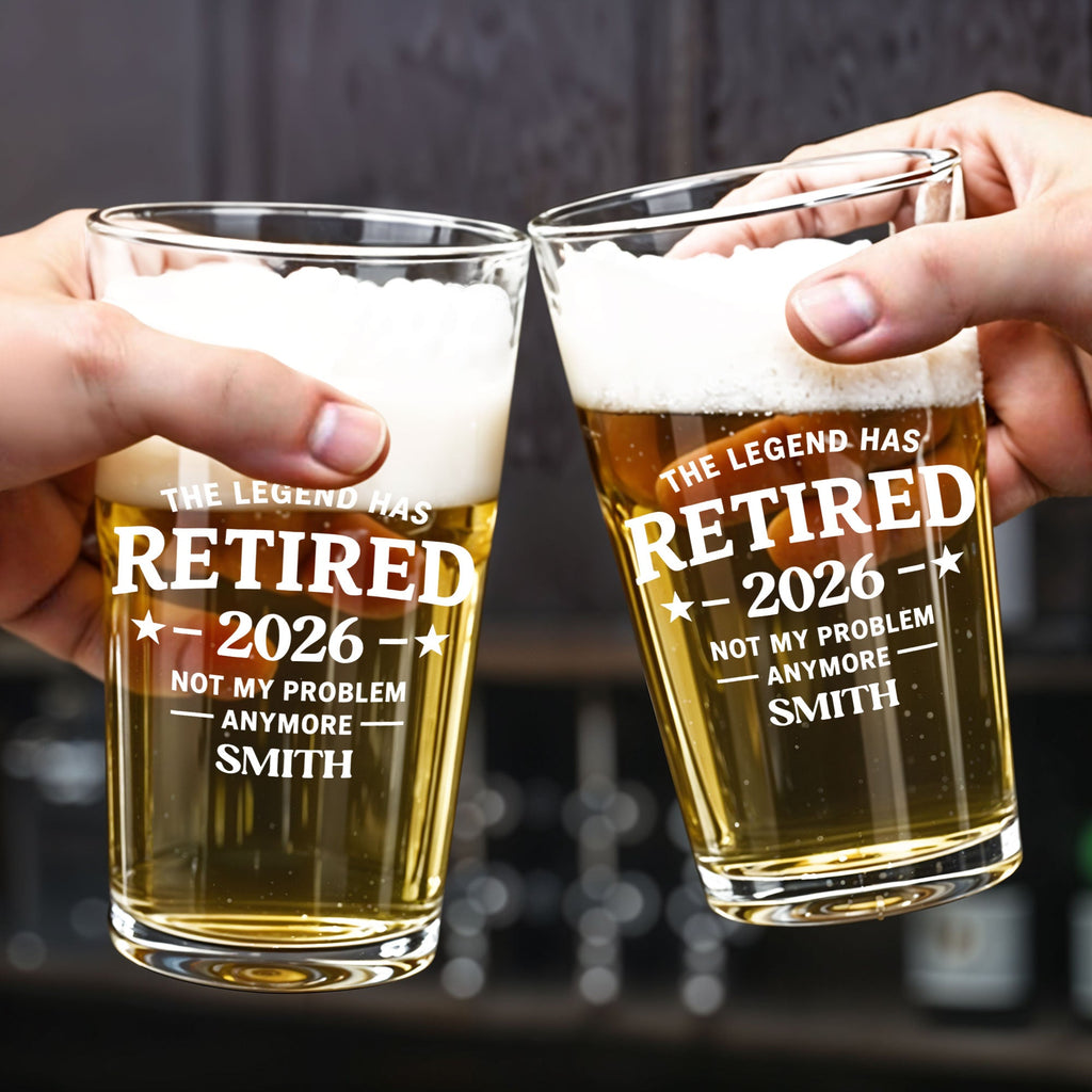 Personalized Beer Glass Custom Retirement Gift for Him