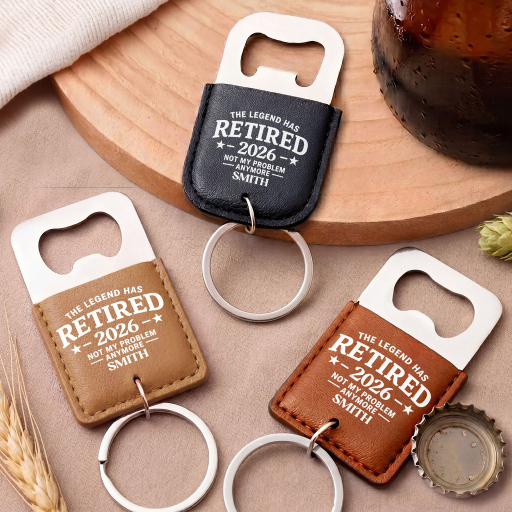 Personalized Leather Bottle Opener Keychain Custom Gift for Dad Leather Bottle Opener Keychain GradoCreations